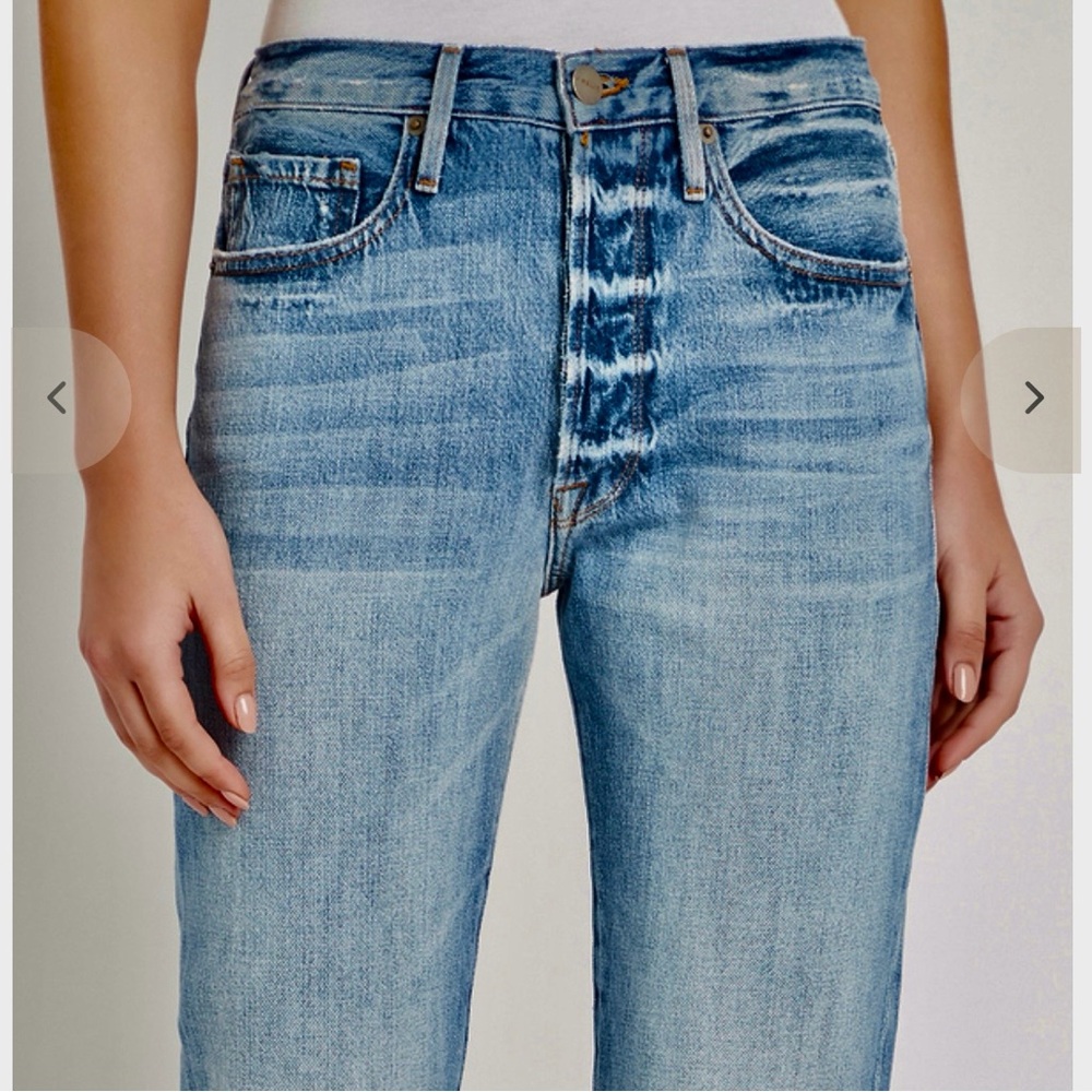 Frame Denim Le Original high rise Light Blue distressed cropped Jeans size 24 - Picture 5 of 16